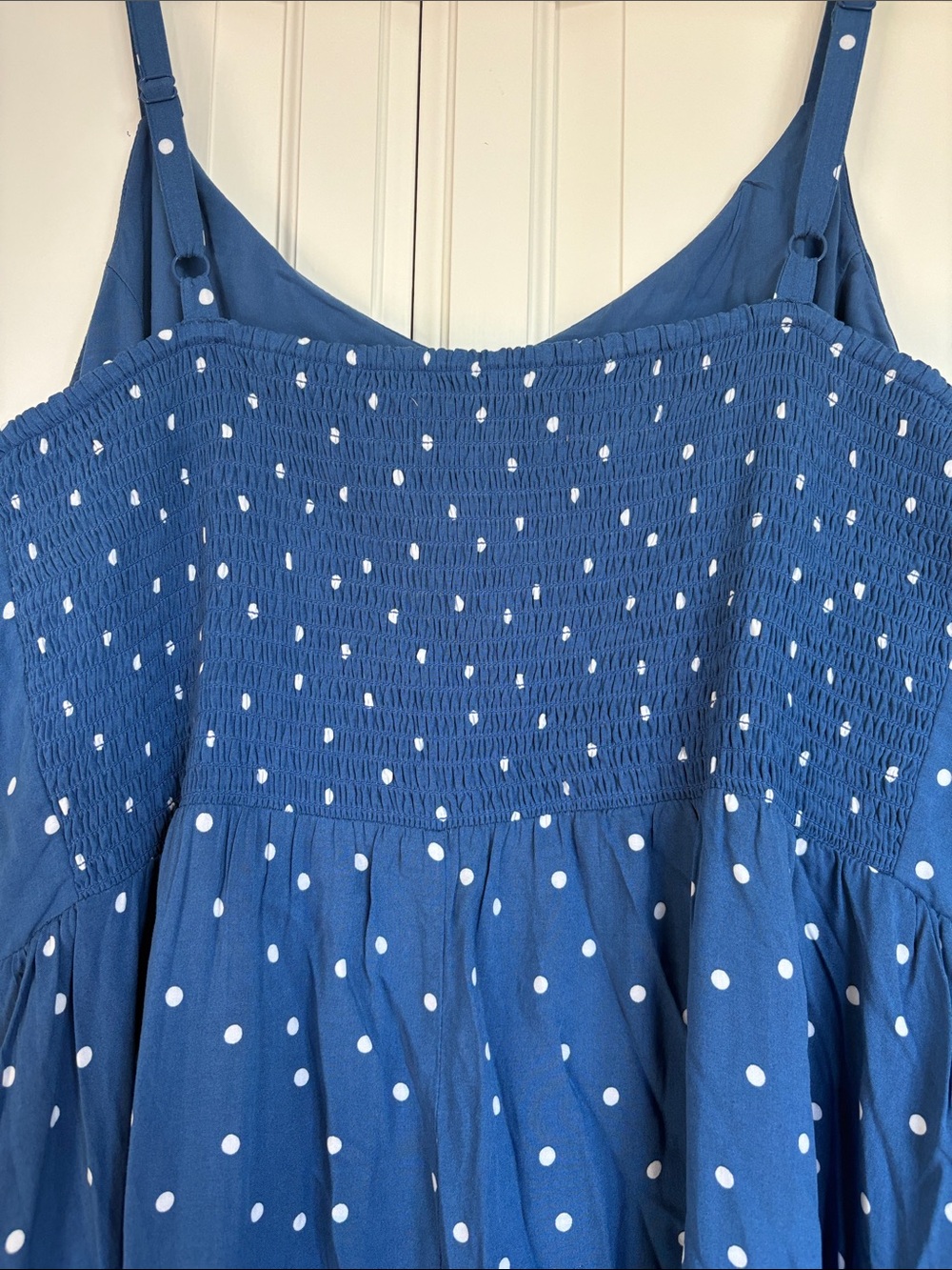 Old Blue with White Polka Dot Midi Dress - Picture 5 of 6